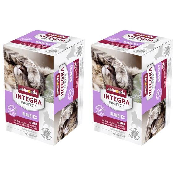 animonda Integra Protect Diabetes Katze, Diät Katzenfutter, Nassfutter bei Diabetes mellitus, mit Rind, 6 x 100 g (Packung mit 2)