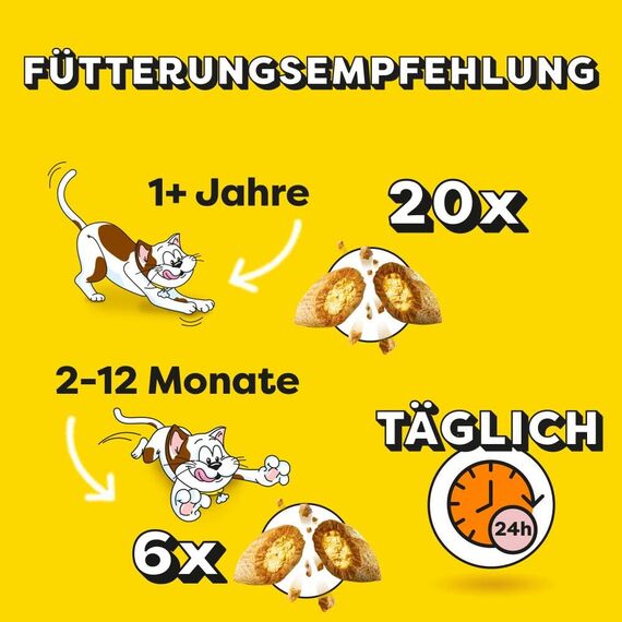 Dreamies Mix Katzensnacks mit Huhn & Ente – Außen knusprig & innen cremig – 6 x 60g