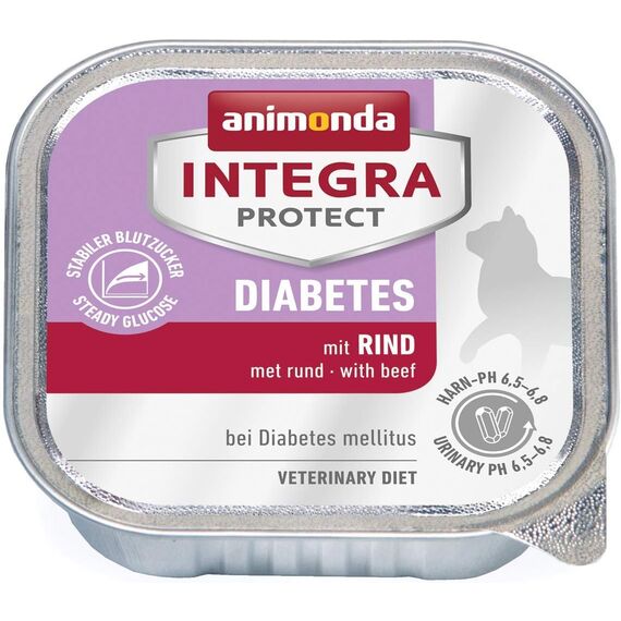 animonda INTEGRA PROTECT Diabetes mit Rind (6 x 100 g), Katzennassfutter bei Diabetes mellitus, Katzen Diätfutter für zuckerkranke Katzen, Nassfutter ohne Zucker