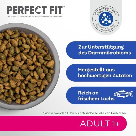PERFECT FIT Adult Trockenfutter für erwachsene Katzen ab 1 Jahr - Lachs, 7 kg (1 Beutel)