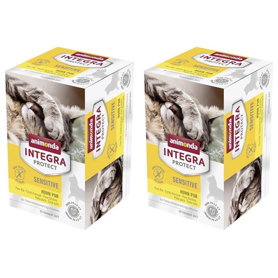 animonda Integra Protect Katze Sensitive, Diät Katzenfutter, Nassfutter bei Futtermittelallergie, Huhn Pur, 6 x 100 g (Packung mit 2)