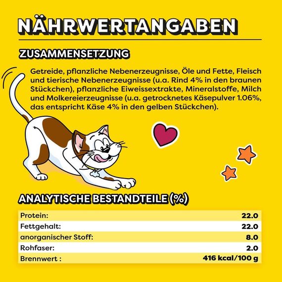 Dreamies Mix Katzensnacks mit Rind & Käse – Außen knusprig & innen cremig – 6 x 60g