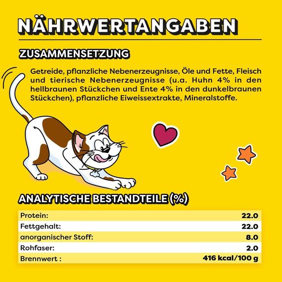 Dreamies Mix Katzensnacks mit Huhn & Ente – Außen knusprig & innen cremig – 6 x 60g