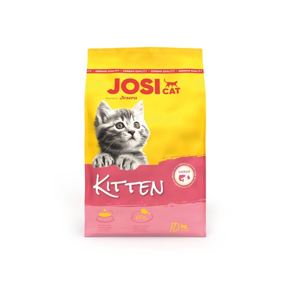 JosiCat Kitten (1 x 10 kg) | Junior | Premium Trockenfutter für wachsende sowie tragende & säugende Katzen | mit hohem Energiegehalt & wertvollem Lachsöl & Vitaminen | Powered by JOSERA | 1er Pack