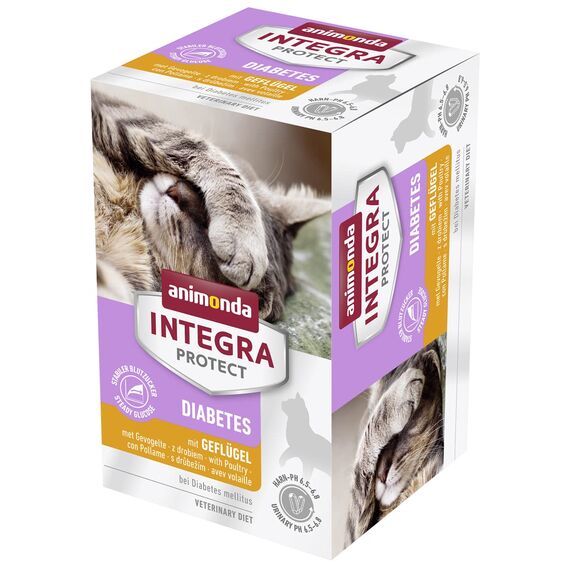 animonda INTEGRA PROTECT Katzenfutter nass Diabetes Geflügel (6 x 100g), vom Tierarzt empfohlen bei Diabetes mellitus, mit Veterinären entwickeltes Diätalleinfutter für erwachsene Katzen