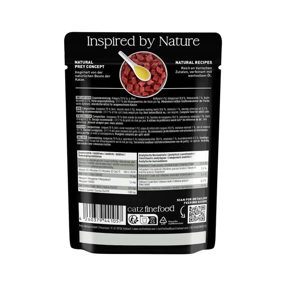 catz finefood Purrrr Känguru Monoprotein Katzenfutter nass N° 107, für ernährungssensible Katzen, 70% Fleischanteil, 16 x 85 g Beutel