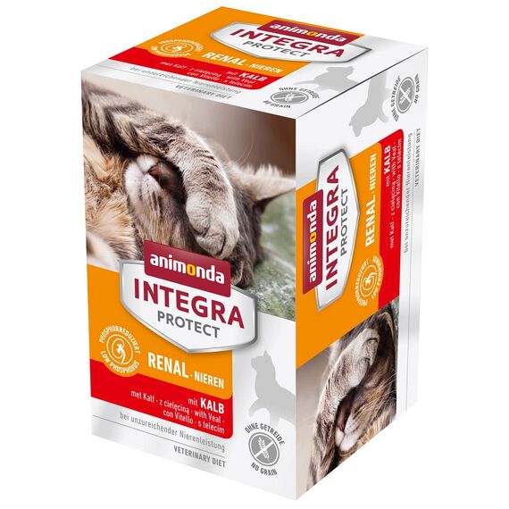 animonda INTEGRA PROTECT Katzenfutter nass Renal Kalb (6 x 100g), vom Tierarzt empfohlen bei Niereninsuffizienz, mit Veterinären entwickeltes Diätalleinfutter für erwachsene Katzen
