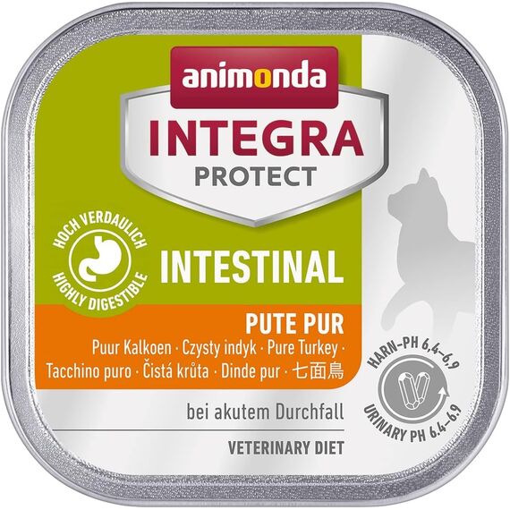 animonda INTEGRA PROTECT Intestinal Pute Pur (16 x 100 g), Katzen Diätfutter bei Durchfall & Erbrechen, Katzenfutter mit Pute und Reis, leicht verdauliches Nassfutter für Katzen