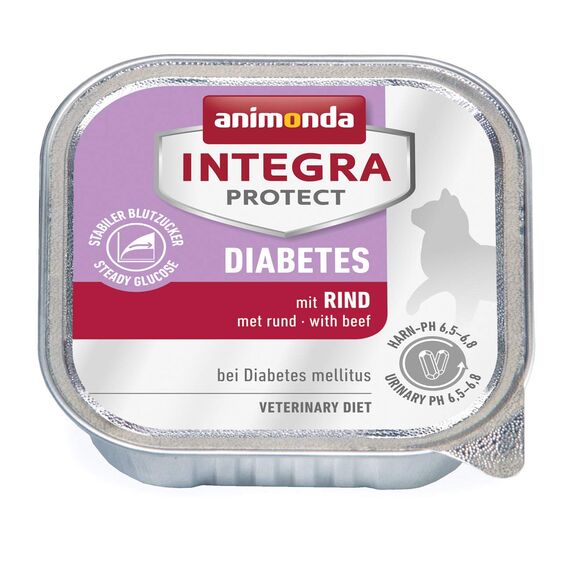 animonda Integra Protect Diabetes Katze, Diät Katzenfutter, Nassfutter bei Diabetes mellitus, mit Rind, 6 x 100 g (Packung mit 2)