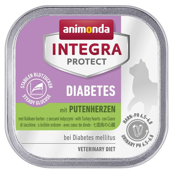 animonda INTEGRA PROTECT Katzenfutter nass Diabetes Putenherzen (16 x 100g), vom Tierarzt empfohlen bei Diabetes mellitus, mit Veterinären entwickeltes Diätalleinfutter für erwachsene Katzen