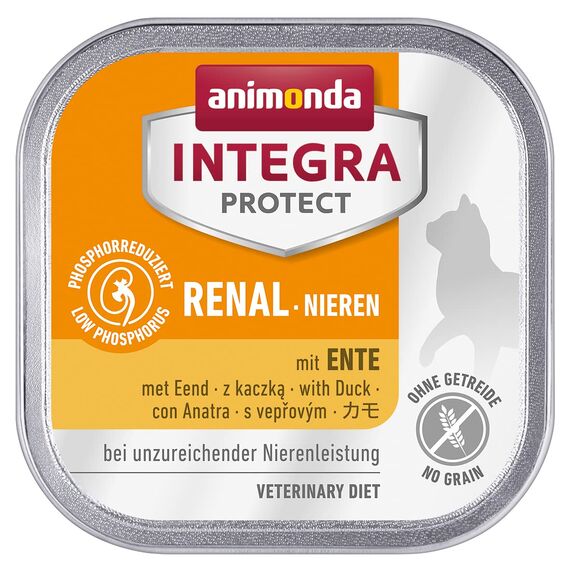 animonda INTEGRA PROTECT Katzenfutter nass Renal (Nieren) Ente (16 x 100g), vom Tierarzt empfohlen bei Niereninsuffizienz, mit Veterinären entwickeltes Diätalleinfutter für erwachsene Katzen