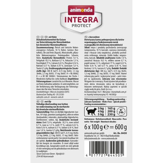 animonda INTEGRA PROTECT Katzenfutter nass Renal (Nieren) Huhn (6 x 100g), vom Tierarzt empfohlen bei Niereninsuffizienz, mit Veterinären entwickeltes Diätalleinfutter für erwachsene Katzen