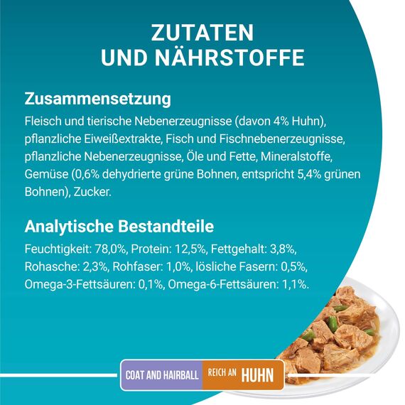 PURINA ONE Coat und Hairball Katzenfutter nass in Sauce, mit Huhn, 26er Pack (26 x 85g)