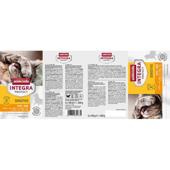 animonda INTEGRA PROTECT Katzenfutter nass Sensitive Pute + Reis (6 x 100g), vom Tierarzt empfohlen bei Futtermittelallergie, mit Veterinären entwickeltes Diätalleinfutter für erwachsene Katzen