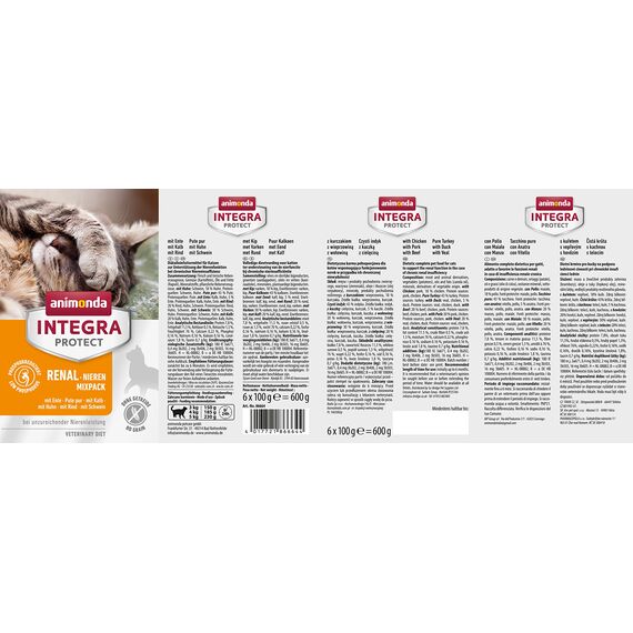 animonda INTEGRA PROTECT Katzenfutter nass Renal (Nieren) Mix (6 x 100g), vom Tierarzt empfohlen bei Niereninsuffizienz, mit Veterinären entwickeltes Diätalleinfutter für erwachsene Katzen