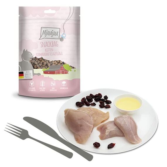 MjAMjAM - Premium Snackbag für Kitten – schmackhaftes Geflügel 8 x 125g