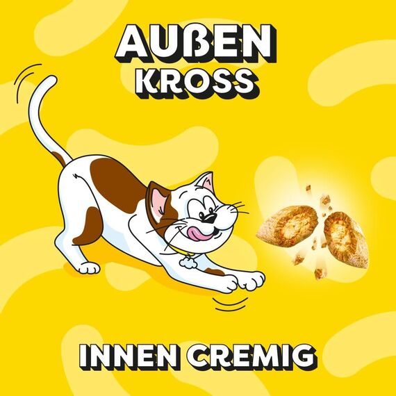 DREAMIES Katzensnacks - 6x60g - mit Pute - Traumhaft knusprige Katzen Leckerlies mit zarter Füllung
