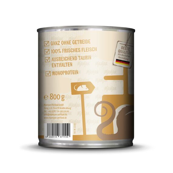 MjAMjAM - Premium Nassfutter für Katzen - purer Fleischgenuss - saftiges Hühnchen pur, 6er Pack (6 x 800 g), getreidefrei mit extra viel Fleisch