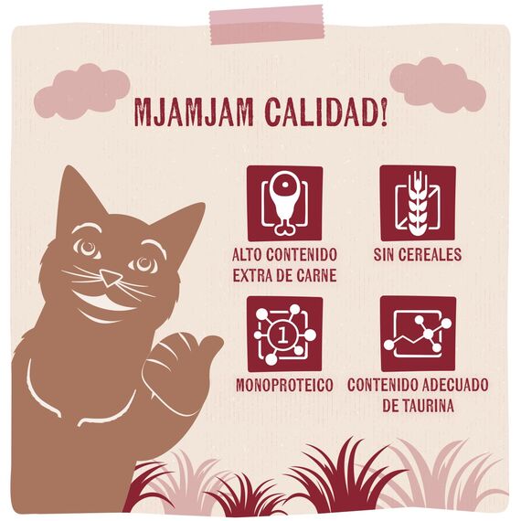 MjAMjAM - Premium Nassfutter für Katzen - purer Fleischgenuss - delikates Känguru pur, 6er Pack (6 x 800 g), getreidefrei mit extra viel Fleisch