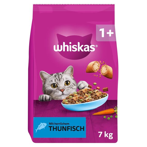 WHISKAS Trockenfutter für ausgewachsene Katzen 7kg mit Thunfisch