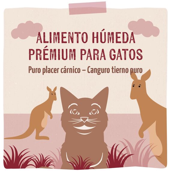 MjAMjAM - Premium Nassfutter für Katzen - purer Fleischgenuss - delikates Känguru pur, 6er Pack (6 x 800 g), getreidefrei mit extra viel Fleisch