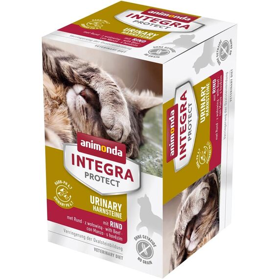 animonda INTEGRA PROTECT Urinary Oxal mit Rind (6 x 100 g), Katzen Diätfutter bei Harnsteinen, Katzenfutter verringert die Bildung von Oxalsteinen, Nassfutter für Katzen ohne Getreide