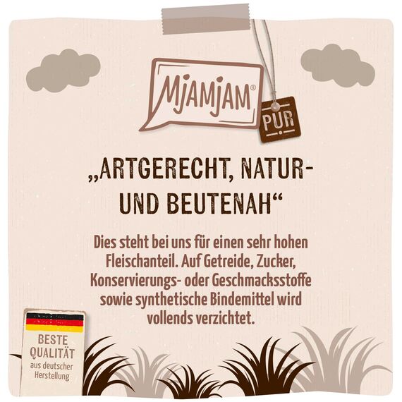 MjAMjAM - Premium Nassfutter für Katzen - purer Fleischgenuss - köstliches Lamm pur, 6er Pack (6 x 200 g), getreidefrei mit extra viel Fleisch