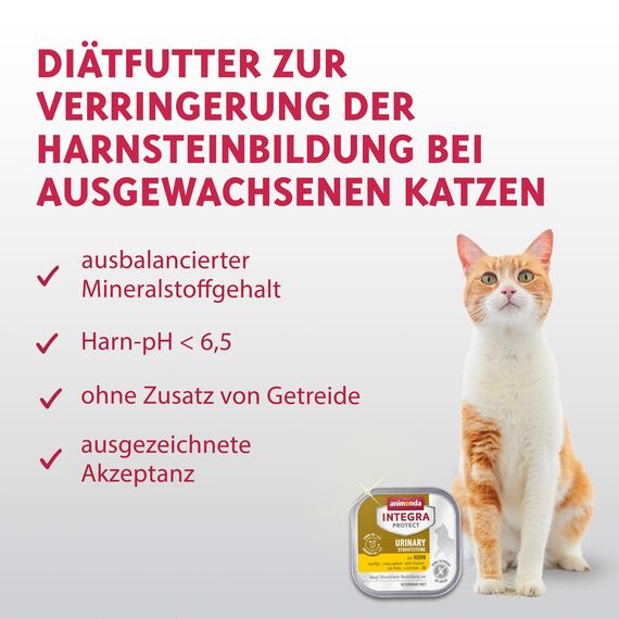 animonda INTEGRA PROTECT Urinary Oxal mit Huhn (16 x 100 g), Katzen Diätfutter bei Harnsteinen, Katzenfutter verringert die Bildung von Oxalsteinen, Nassfutter für Katzen ohne Getreide