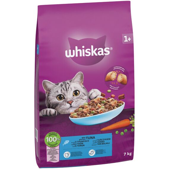 WHISKAS Trockenfutter für ausgewachsene Katzen 7kg mit Thunfisch