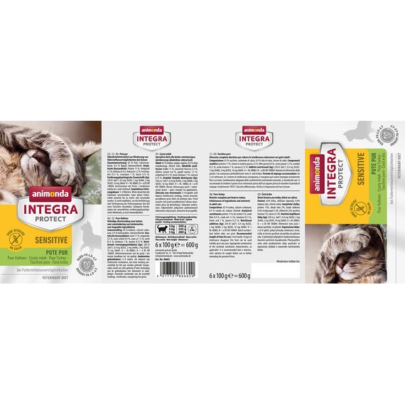 animonda INTEGRA PROTECT Katzenfutter nass Sensitive Pute (6 x 100g), vom Tierarzt empfohlen bei Futtermittelallergie, mit Veterinären entwickeltes Diätalleinfutter für erwachsene Katzen