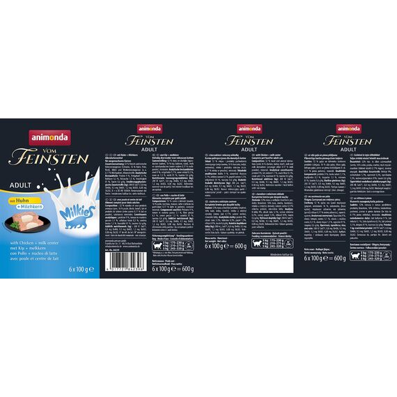animonda Vom Feinsten Adult Katzenfutter, Nassfutter für ausgewachsene Katzen, mit Huhn + Milchkern, 6 x 100 g