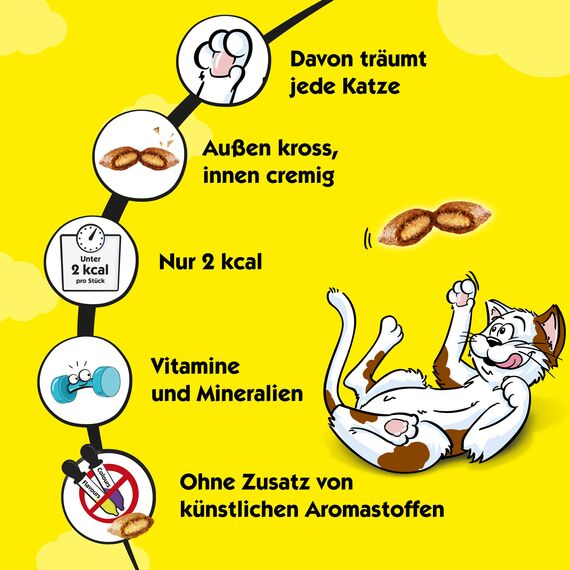Dreamies Klassiker Katzensnacks mit Ente – Traumhaft knusprige Taschen mit zarter Füllung – 6 x 60g (Packung mit 2)
