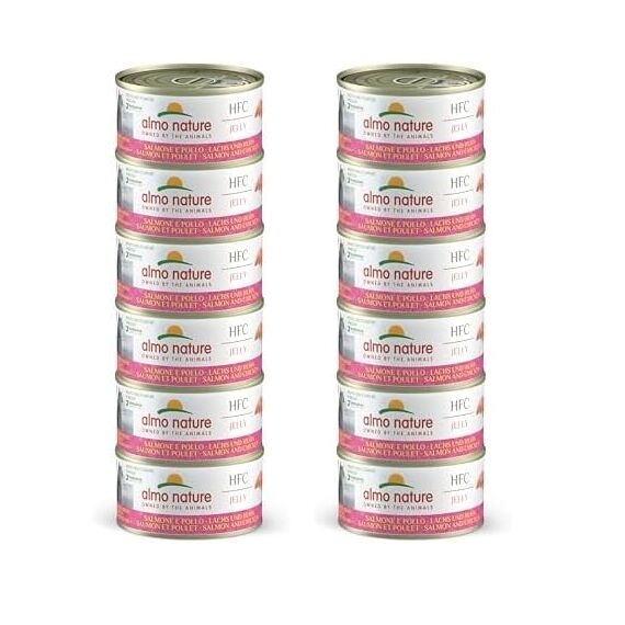 almo nature Megapack Katzenfutter nass - Lachs und Huhn - 12er Pack (6x70g)