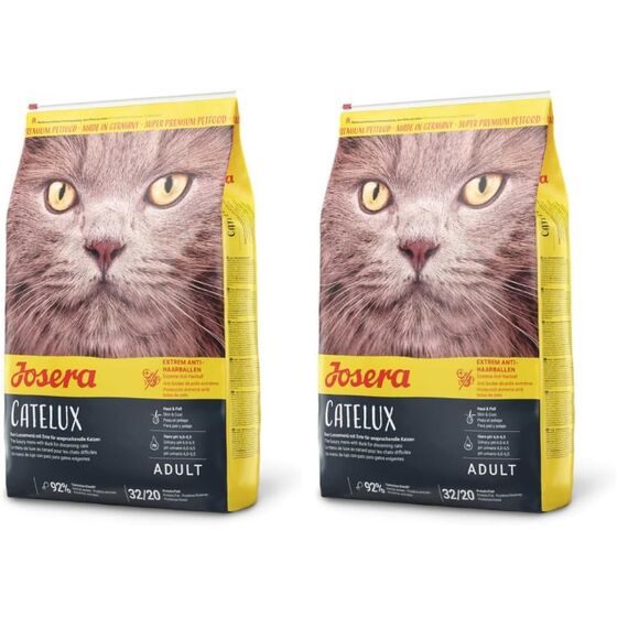 JOSERA Catelux (1 x 400 g) | Mit schmackhaftem Entenprotein & Kartoffel für anspruchsvolle Katzen | Super Premium Trockenfutter für ausgewachsene Katzen | 2er Pack