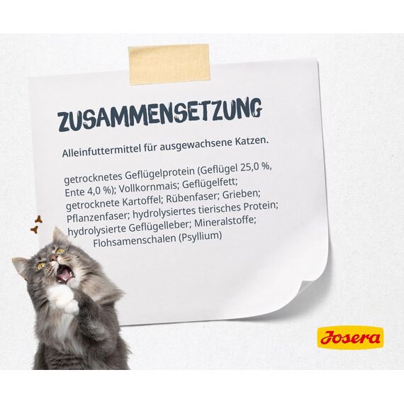 JOSERA Catelux (1 x 10 kg) | Adult | Premium Trockenfutter für ausgewachsene anspruchsvolle Katzen | Ente & Kartoffel | weizenfrei | mit diätische Fasern gegen Haarballen | Katzenfutter | 1er Pack