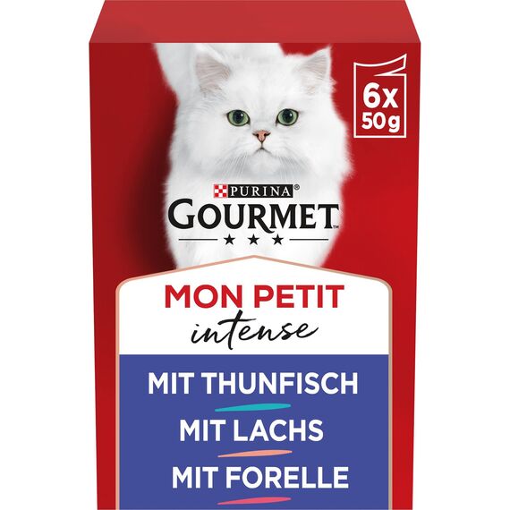 Gourmet Mon Petit Intense Katzenfutter nass, Fisch-Variationen, 8er Pack (8 x 6 Beutel à 50g)