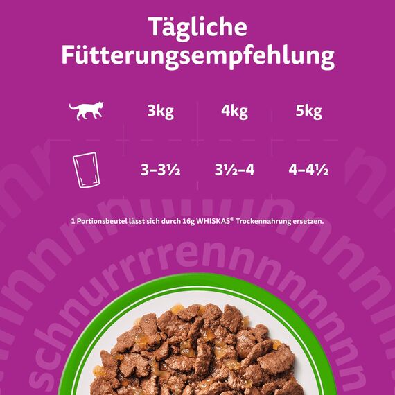 WHISKAS Nassfutter in Sauce für ausgewachsene Katzen 28 x 85g mit Lamm