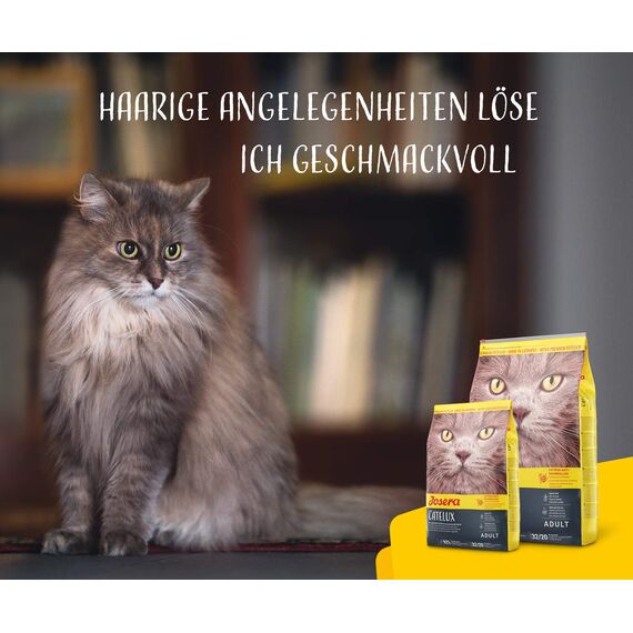 JOSERA Catelux (1 x 400 g) | Adult | Premium Trockenfutter für ausgewachsene anspruchsvolle Katzen | Ente & Kartoffel | weizenfrei | mit diätische Fasern gegen Haarballen | Katzenfutter | 1er Pack