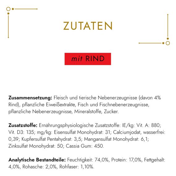 Gourmet Gold Raffiniertes Ragout Katzenfutter nass, mit Rind, 12er Pack (12 x 85g)