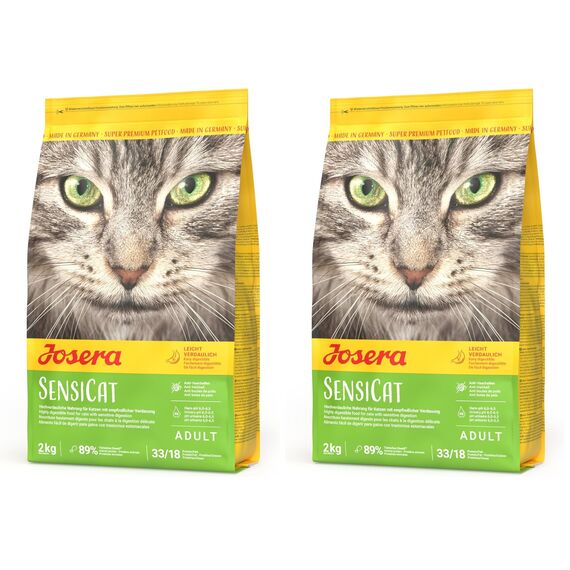 JOSERA SensiCat (1 x 2 kg) | Adult | Premium Trockenfutter für ausgewachsene empfindliche Katzen | Geflügel & Reis | extra verträgliche Rezeptur | weizenfrei | Katzenfutter | 2er Pack