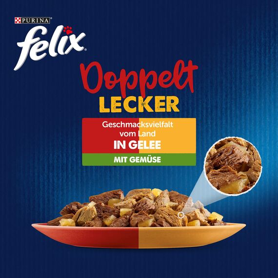Felix So gut wie es aussieht Doppelt Lecker Katzenfutter nass in Gelee, Sorten-Mix, 4er Pack (4 x 24 Beutel à 85g)