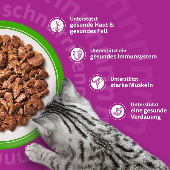 WHISKAS Nassfutter in Sauce für ausgewachsene Katzen 28 x 85g mit Lamm