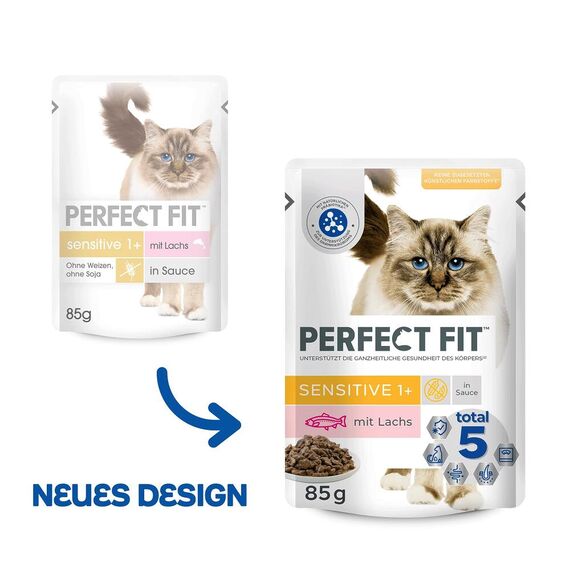PERFECT FIT™ Katze Portionsbeutel Sensitive mit Lachs 12 x 85g