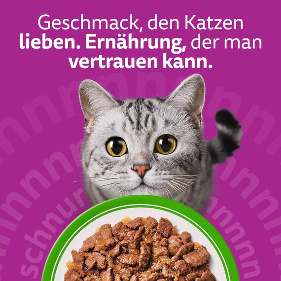WHISKAS Nassfutter in Sauce für ausgewachsene Katzen 28 x 85g mit Lamm