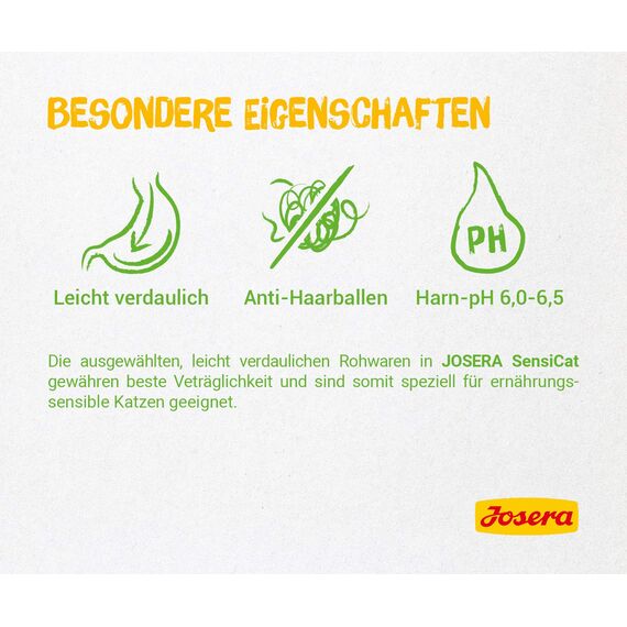 JOSERA SensiCat (1 x 400 g) | Adult | Premium Trockenfutter für ausgewachsene empfindliche Katzen | Geflügel & Reis | extra verträgliche Rezeptur | weizenfrei | Katzenfutter | 1er Pack