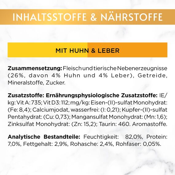 Gourmet Gold Zarte Häppchen in Sauce Katzenfutter nass, mit Huhn und Leber, 12er Pack (12 x 85g)