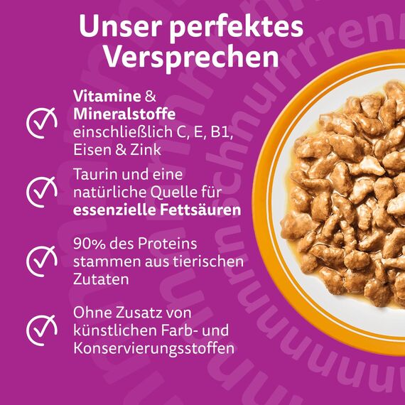 WHISKAS Nassfutter in Sauce für ausgewachsene Katzen 28 x 85g mit Geflügel