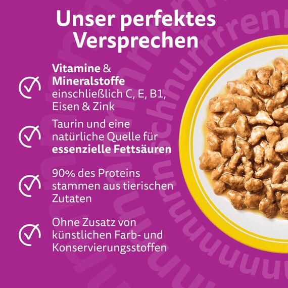 WHISKAS Nassfutter in Sauce für Katzen 24 x 85g Geflügel Auswahl (2 Packungen) 48 Portionsbeutel