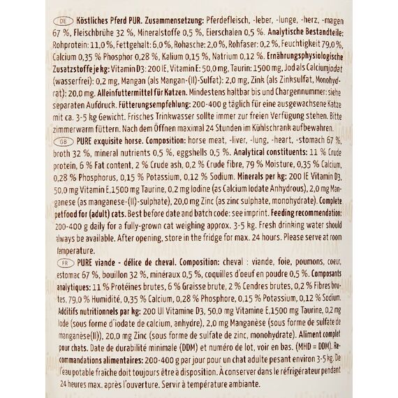 MjAMjAM - Premium Nassfutter für Katzen - Quetschie - purer Fleischgenuss - zartes Pferd pur, 12er Pack (12 x 125 g), getreidefrei mit extra Fleisch