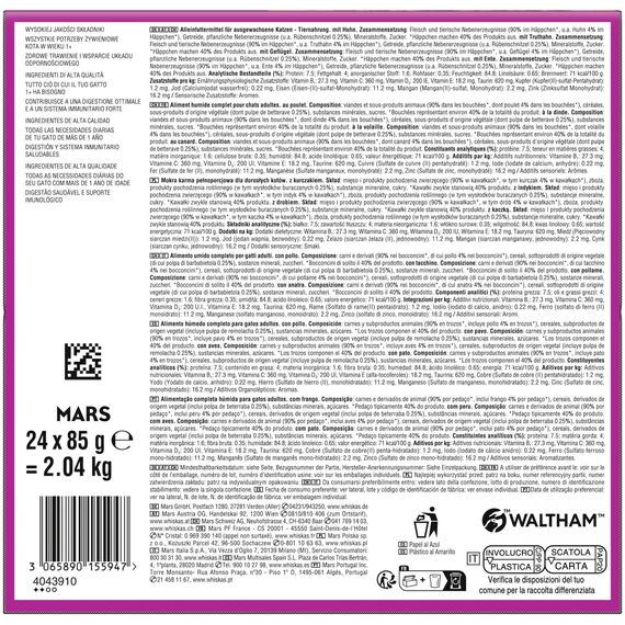 WHISKAS Nassfutter in Sauce für Katzen 24 x 85g Geflügel Auswahl (2 Packungen) 48 Portionsbeutel